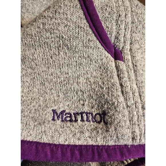 Marmot Women's Full-Zip Fleece Hoody. Size large gray and purple - Picture 3 of 10
